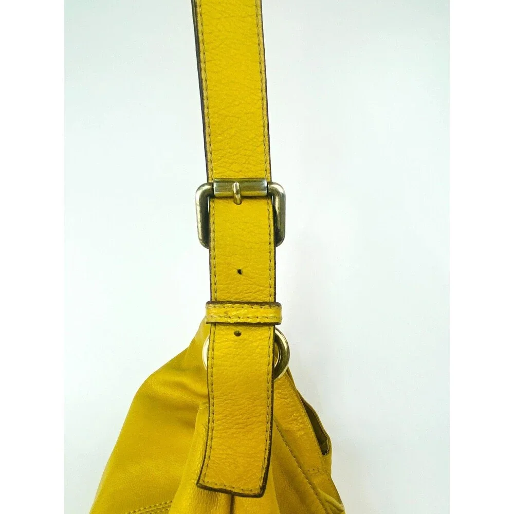 Toscani Italy Mustard Yellow Genuine Leather Slouchy Hobo Shoulder Bag Purse